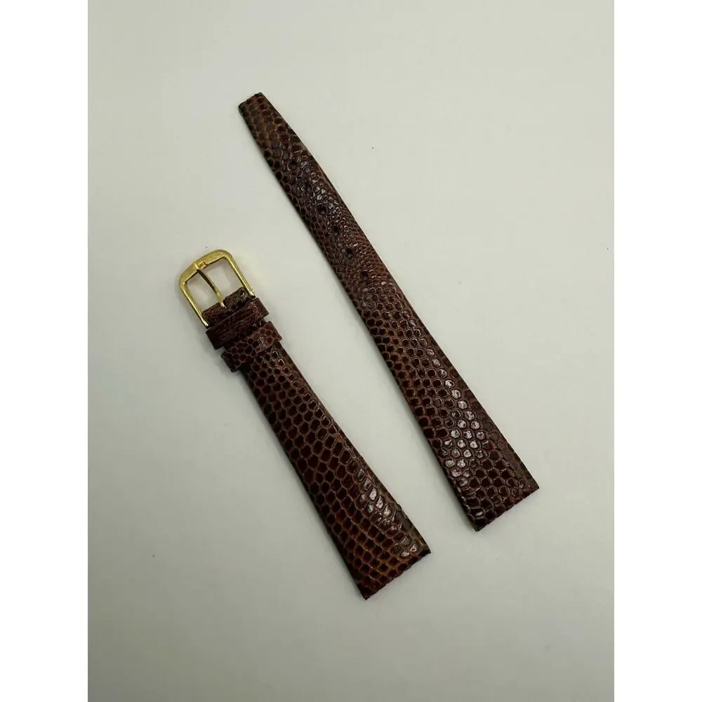 16mm KREISLER Genuine Lizard Honey NOS Vintage Watch Band & Gold-Tone Buckle